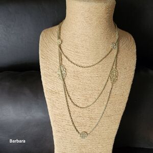 Vintage JNY Gold-tone 3-Strand Chain Necklace